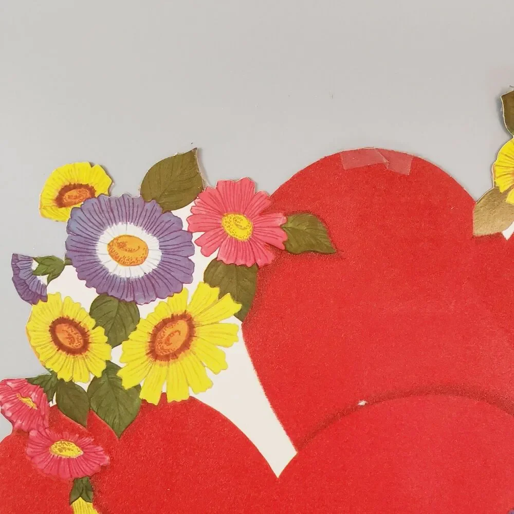 Valentine Heart Arrow Flowers Die Cut Paper Décor Double Sided Flocked Heart